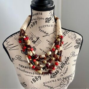 Iris Apfel & Bajalia Wood Bone & Resin Beaded Necklace
